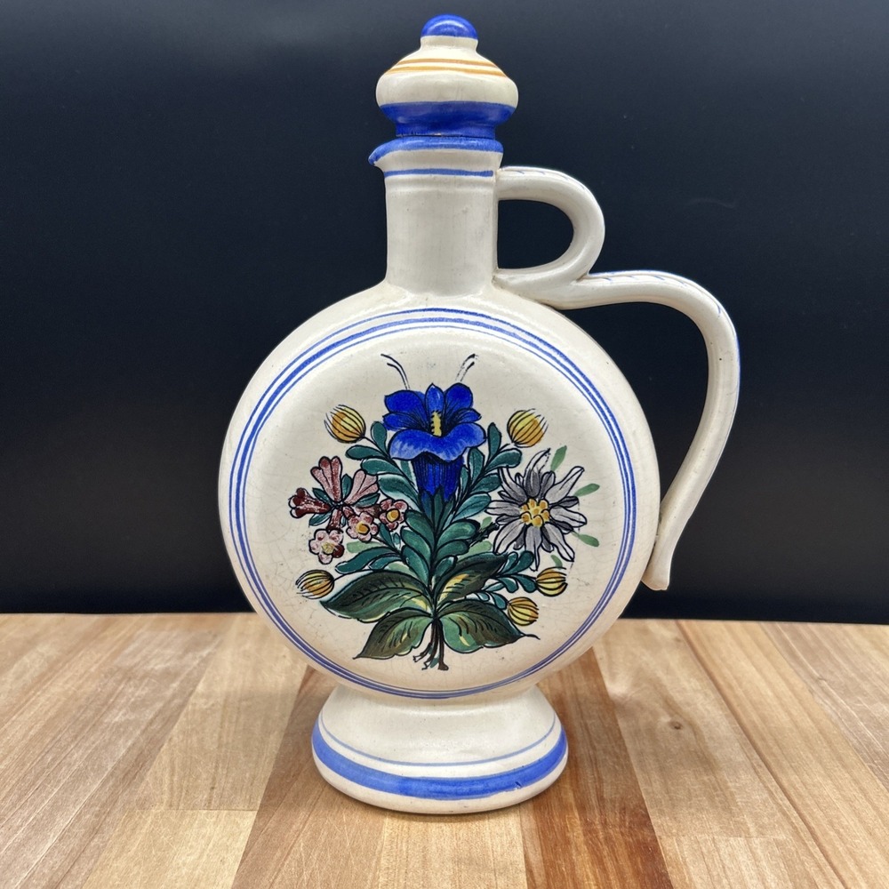 Vintage Hand‎ Painted Decorative Floral Vase From Switzerland